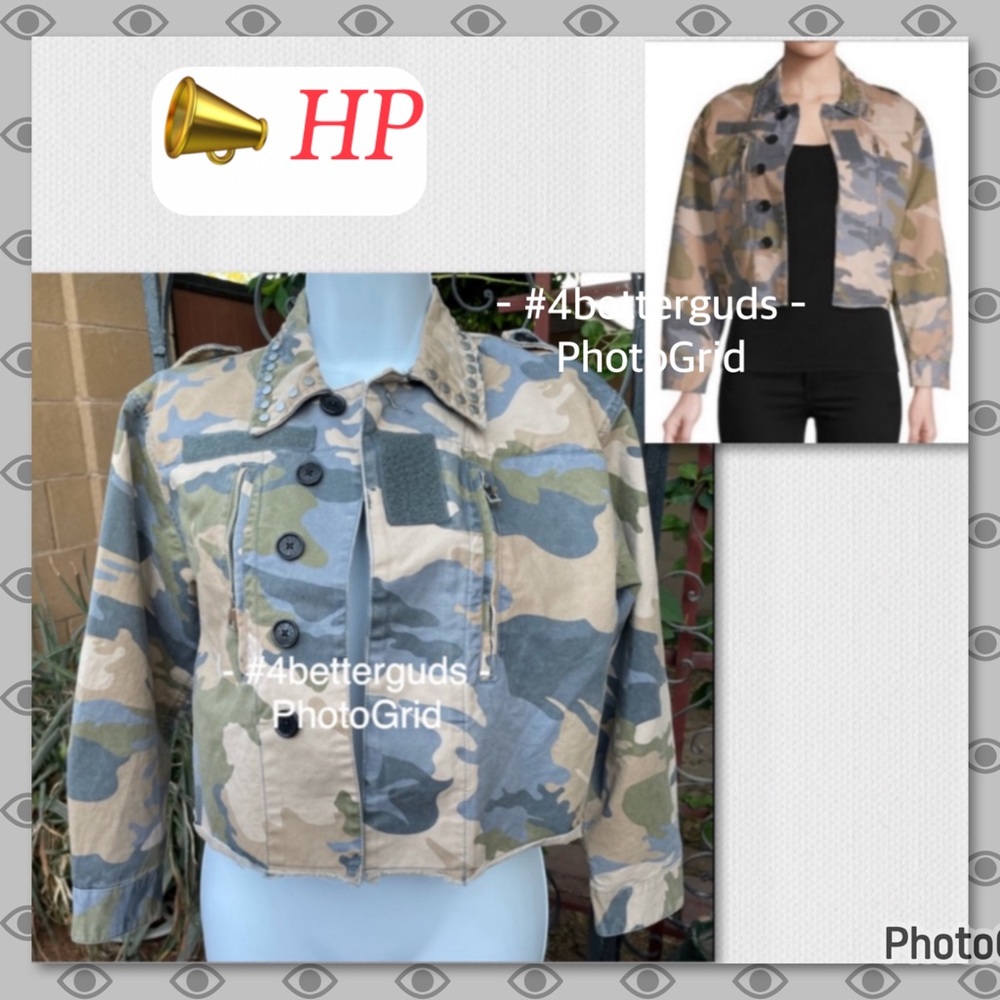 Zadig & Voltaire Camo Bomber Militant Vibes Studded Cropped jacket $378 XS